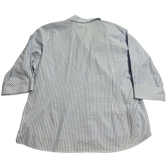 Riders by Lee Effortless Care Button Up Shirt Womens Plus Size 2X Blue Stripe - Picture 7 of 11
